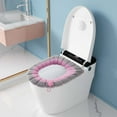 thumbnail image 5 of Winter Toilet Seat Cover with Handle | Soft Thickened Knitted Fabric | Full Surround Elongated Design | Washable & Easy to Install | Toilet Lid Covers for Round & Rectangular Toilets, 5 of 6