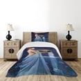 thumbnail image 4 of Ambesonne Zodiac Quilted Bedspread Set 2 Pcs, Aquarius Lady with Pail, Twin Size, Blue Dark Blue, 4 of 5
