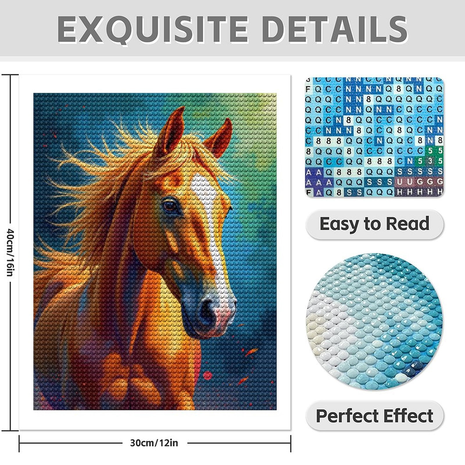 Diamond Art Kits for Adults - 5d Majestic Wild Horse Portrait Diamond Painting for Adults, Diamond Art for Adults Beginners, Diamond Painting Kits for Adults for Home Wall Decor