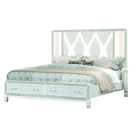 Crystal Queen Storage Bed Made with Wood Finished in White