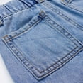 thumbnail image 5 of KIDSCOOL Boys Girls Cargo Denim Jeans Shorts Ribbed Elastic Half Pants, Light Blue, 5-6 Years, 5 of 7