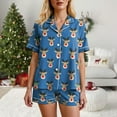 thumbnail image 4 of UngA Silk Christmas Pajamas for Women Button Down Pajamas Set Short Sleeve Sleepwear Bride Soft Pj Lounge Sets Womens Christmas Pajamas,Size M, 4 of 7