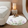 thumbnail image 2 of Purple Flower Round Area&nbsp;Rug 4ft Spring Pink Lavender Floral Botanical Pastoral Non-Slip&nbsp;Washable Circle Rugs Soft Felt Indoor Floor Mat for Bedroom Kitchen Living Room Bathroom, 2 of 9