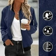 thumbnail image 2 of Enjoytime Fall Clothes for Women Solid Color Long Sleeve Zip Up Jacket Fashion Trendy Lightweight Winter Casual Outerwear Navy S, 2 of 7