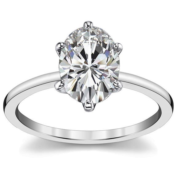 Timeless and Elegant Solitaire Moissanite Ring in White Gold Plated for Daily Wear