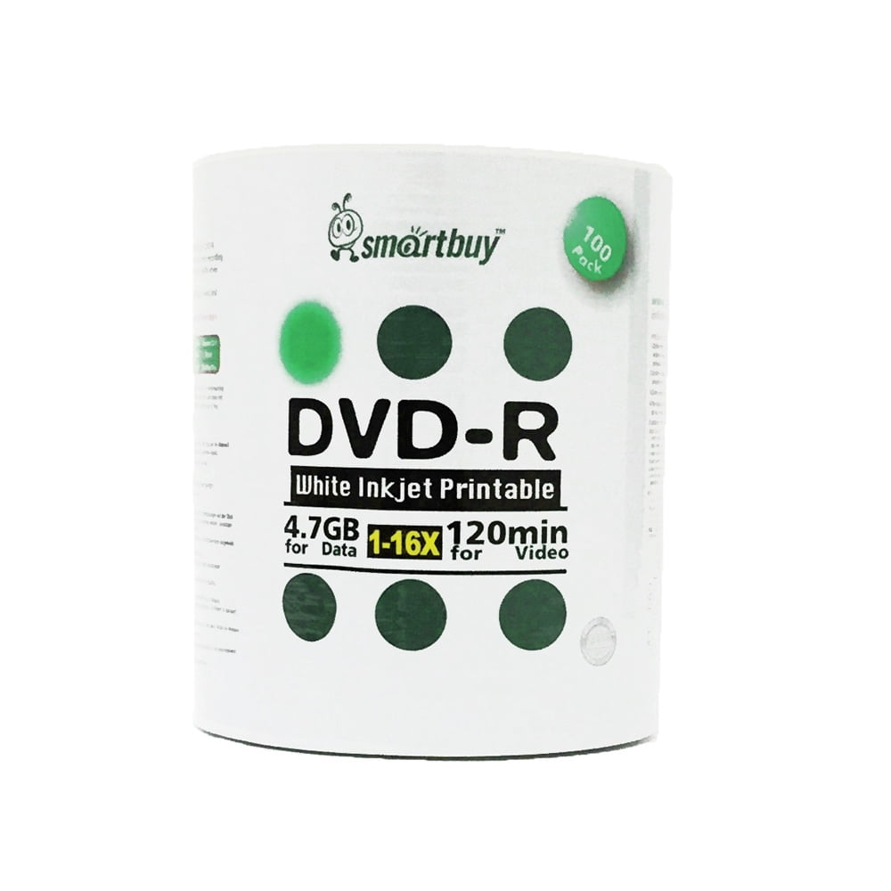 600 Pack Smartbuy 16X DVD-R 4.7GB 120Min White Inkjet Hub Printable Data Blank Media Recordable Disc