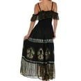 thumbnail image 2 of Sakkas Fleur De Lis Batik Jacquard Off Shoulder Crepe Hem Dress - Black / Yellow - One Size, 2 of 4
