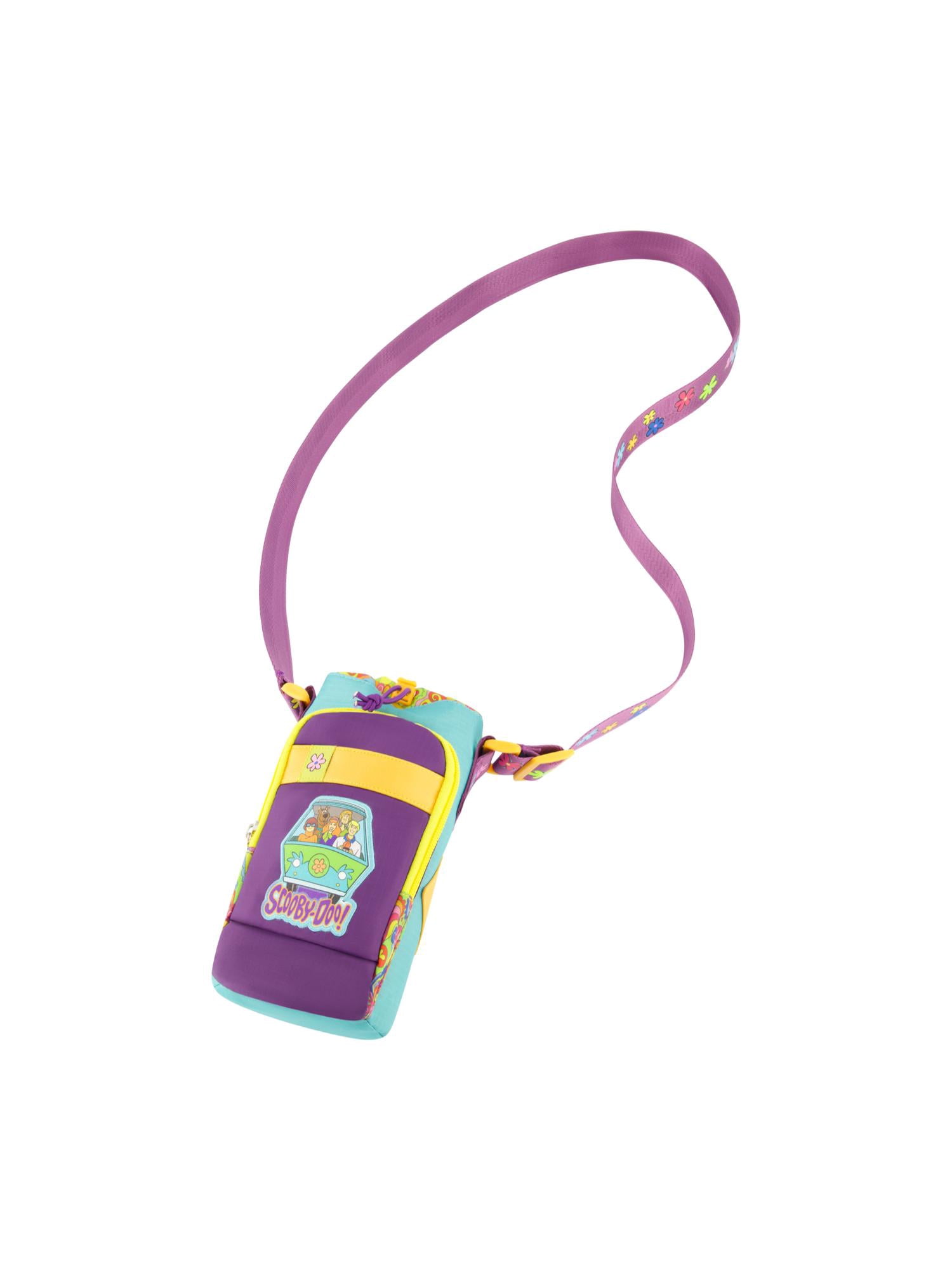 Scooby Doo Water Bottle Holder, Crossbody Sling Carrier Bag with Adjustable Shoulder Strap, 25 oz, Multi