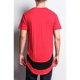 thumbnail image 3 of Victorious Men's Triple Stacked Contrast Long Length Curved Hem T-Shirt TS632 - RDB -XL, 3 of 3