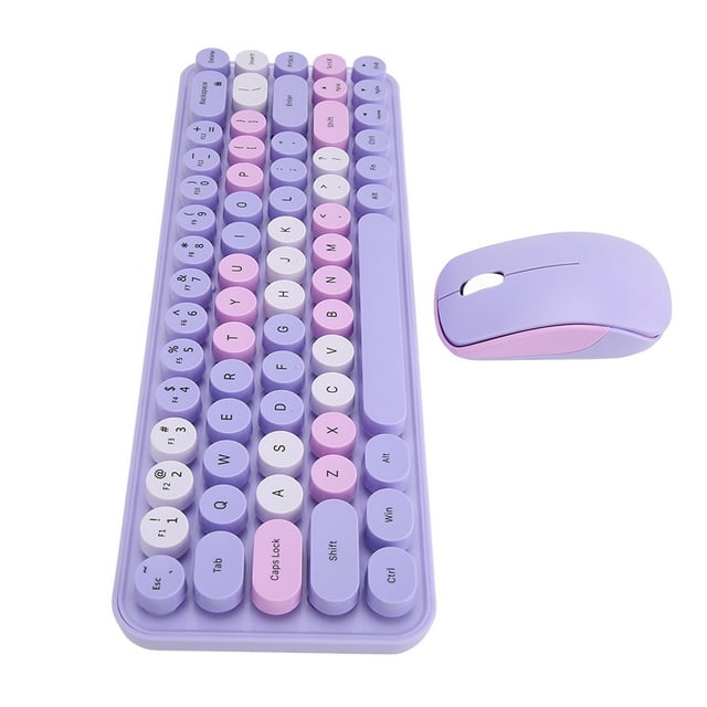 Clavier et Souris Rétro, Combo Clavier et Souris de Jeu Portable 68 Touches avec Récepteur USB, Couleurs Mixtes, Touches Rondes pour pour Cadeau, PC, Portable, Ordinateur de Bureau