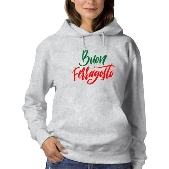 Buon Ferragosto Red Calligraphy Hoodie Women -Image by Shutterstock, Female 3X-Large