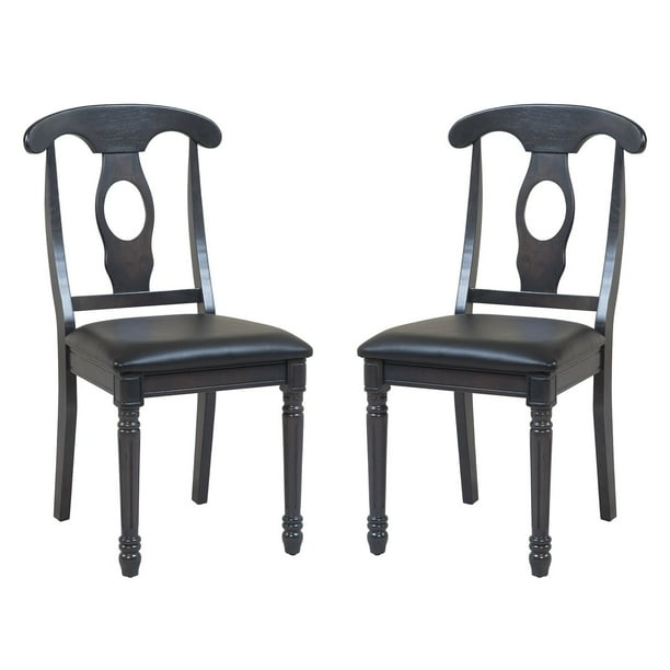 TTP Furnish Solid Wood Sturdy Dining Chair / Modern Kitchen Chair, Dark Gray (Set of 2