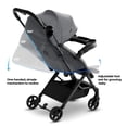 thumbnail image 3 of Mompush Lithe V2 Lightweight Stroller + Snack Tray, Ultra-Compact Fold & Airplane Ready Travel Stroller, Near Flat Recline Seat, Cup Holder, Raincover & Travelbag Included, 3 of 5