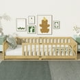 thumbnail image 2 of Bellemave Twin Size Floor Beds, Wood Montessori Bed with Fence Railings & Support Slats, No Box Spring Needed (Natural）, 2 of 8