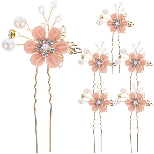 MasteelfCA 6 Pcs Épingle à Cheveux Fleur de Mariée Perle en Strass Épingle à Cheveux en Forme de U pour Femmes