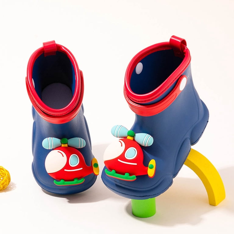 YMNXA Toddler Kids Girls Boys Rain Boots Non Flat Sole Cartoon