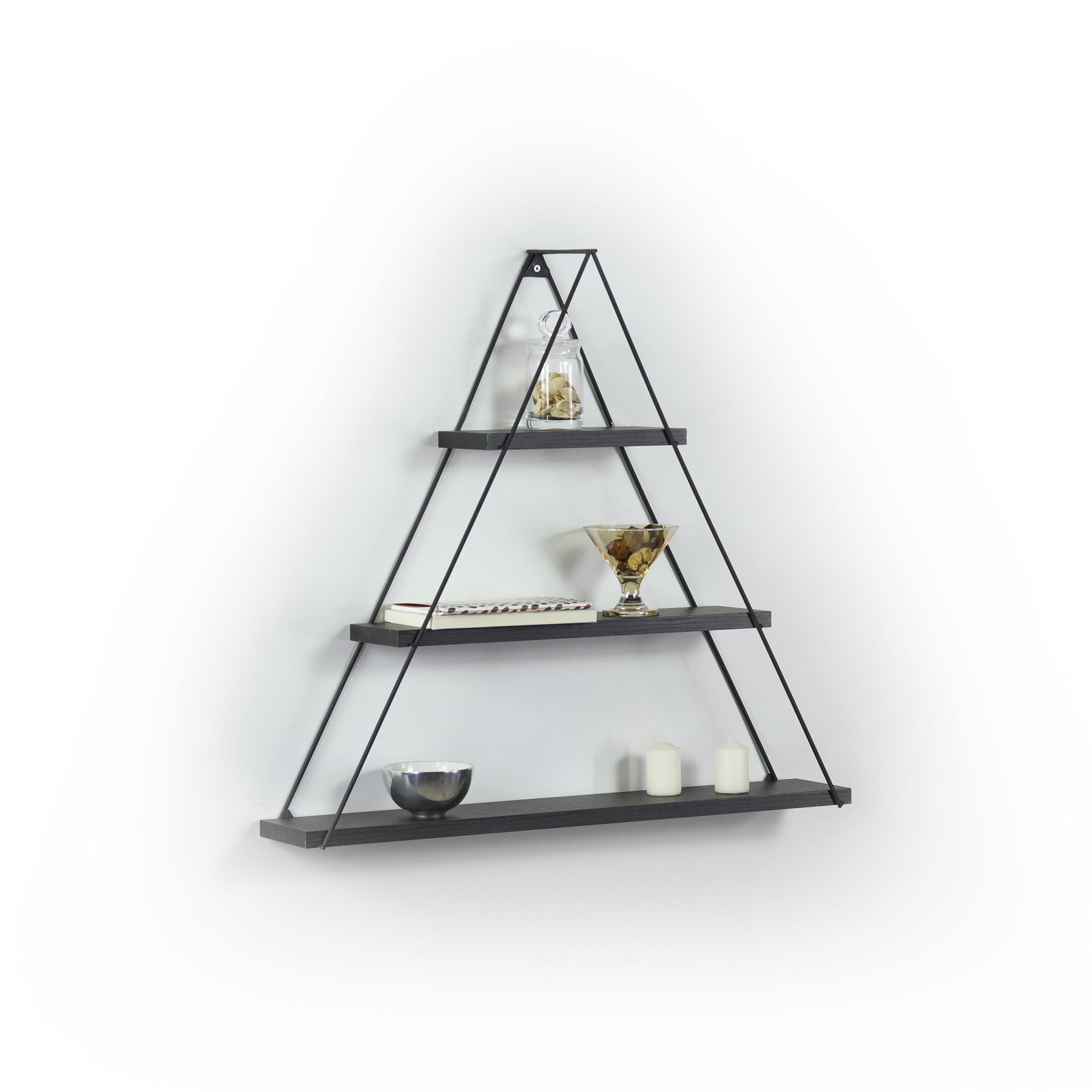 Triangle Frame Floating Shelves, 3 Layers Simple Bookcase Shelving