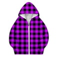 thumbnail image 3 of BFHHYA Girls' Plaid Print Sweatshirt Jacket Kid Tween Oversized Hoodie Zip-Up Drop Shoulder Sweatshirt with Pockets (4-15 Years), 3 of 5
