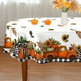 thumbnail image 4 of YIBAGA Fall Tablecloth, Thanksgiving Pumpkins ‌Trucks Buffalo Plaid Home Decor, 60 x 84 inch Oval, Polyester, 4 of 5