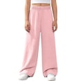 thumbnail image 2 of Girls Wide Leg Pants Elastic Waist Loose Fit Flowy Trousers Casual Lounge Summer Lightweight Relaxed Dance Sweatpants Flattering Playwear with Pockets, 2 of 6