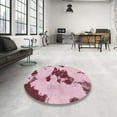thumbnail image 4 of Ahgly Company Machine Washable Indoor Round Abstract Donut Pink Area Rugs, 4' Round, 4 of 7