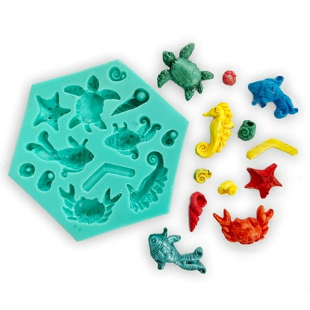 

BOOYOU DIY Fondant Moulds Clay Molds Soap Mould DIY Marine Life Series Modeling Moulds Silicone Material for Kitchen DIY Baking