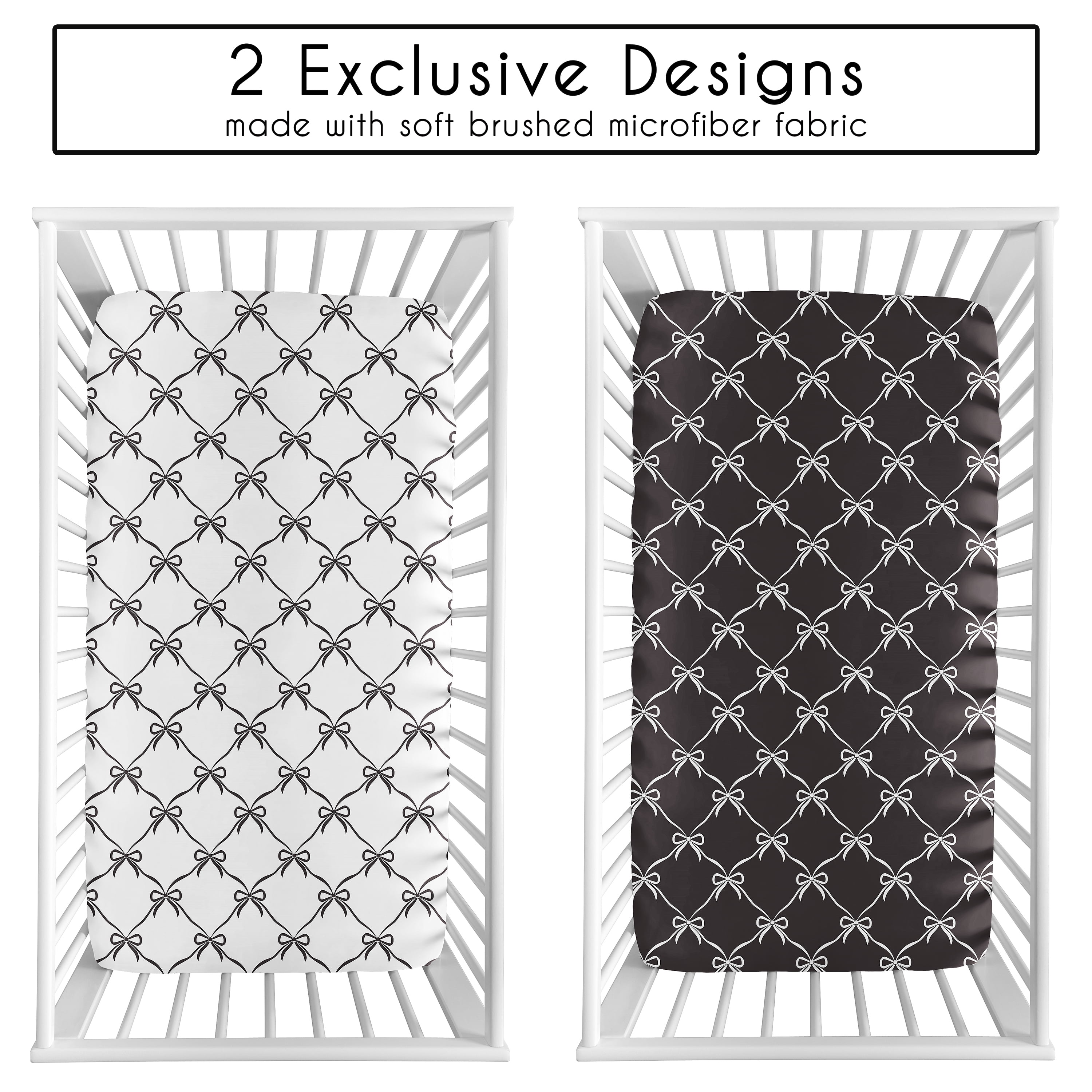 Sweet Jojo Designs Ballerina and Ballet Bows Black Girls Fitted Crib Sheets Set 2 Piece
