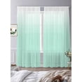 thumbnail image 4 of Ombre Green White Semi Sheer Curtains 84 Inch Length 2 Panels Set, Modern Painting Sheer Kitchen Curtain Privacy Voile Window Curtain for Living Room Bedroom Rod Pocket Drapes, 4 of 7