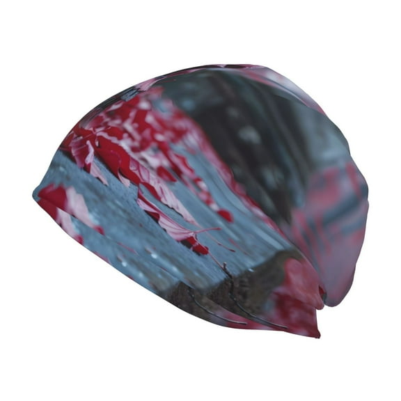 KLL Gothic Red Skull Cemetery Winter Fall Beanie Knit Hats for Men & Women - Warm & Soft Stylish Toboggan Caps for Cold Weather