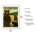 thumbnail image 2 of Yellowstone National Park Wyoming - Greyhound Bus Lines (Go Greyhound) - Grizzly Bear and Cubs - Vintage Travel Poster c.1960s - Japanese Unryu Rice Paper Art Print 24 x 32 in, 2 of 4