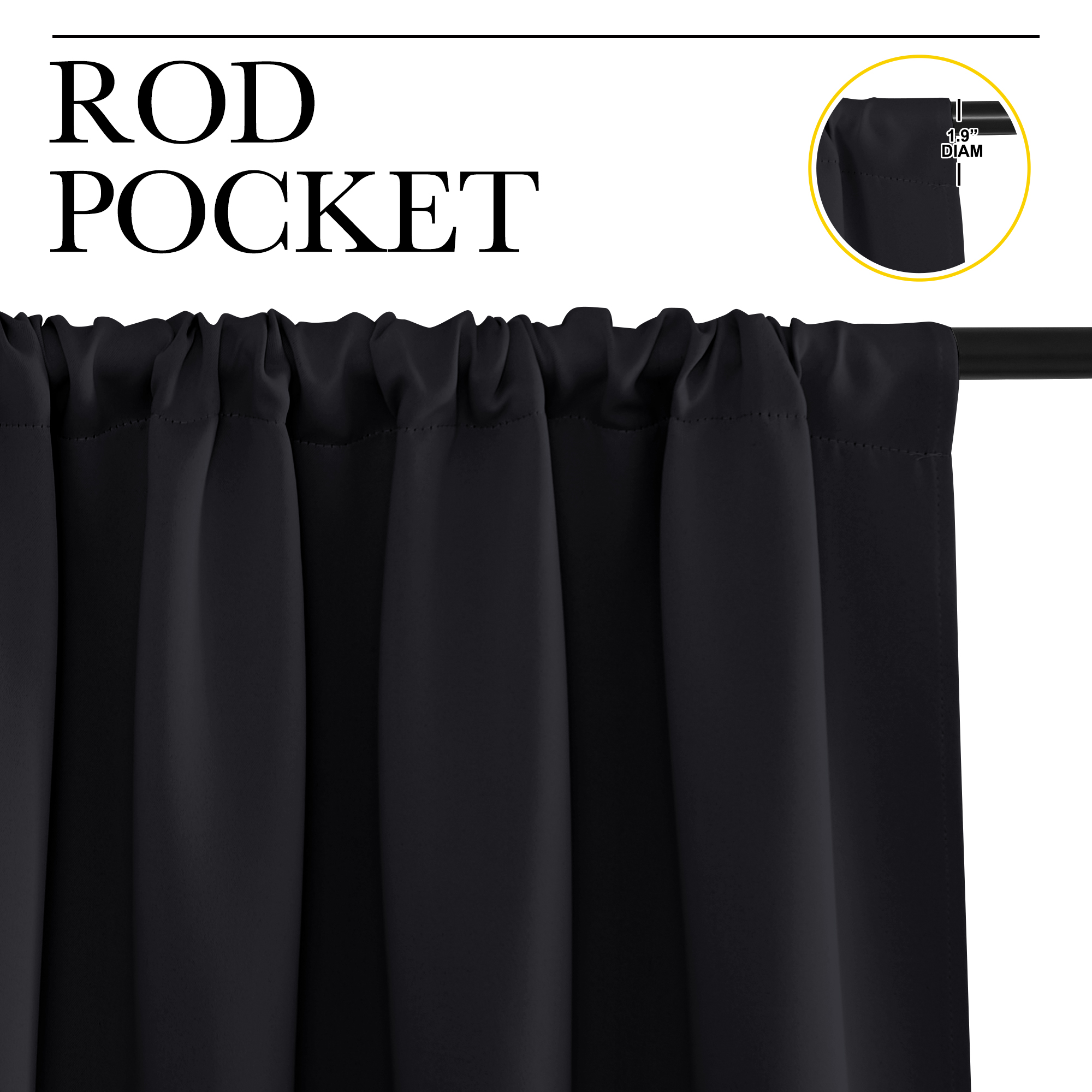 NICETOWN Blackout Curtains, 42" x 63", 2 Panels, Black photo 2