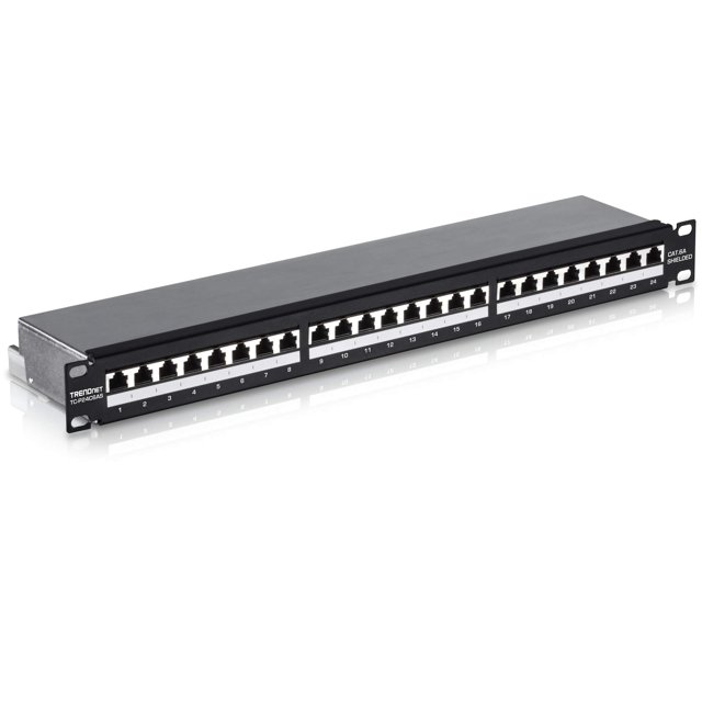 TRENDnet 24-Port Cat6A Shielded Patch Panel, 1U 19" Metal Housing, 10G Ready, Cat5e,Cat6,Cat6A Compatible, Cable Management, Color-Coded Labeling for T568A and T568B Wir