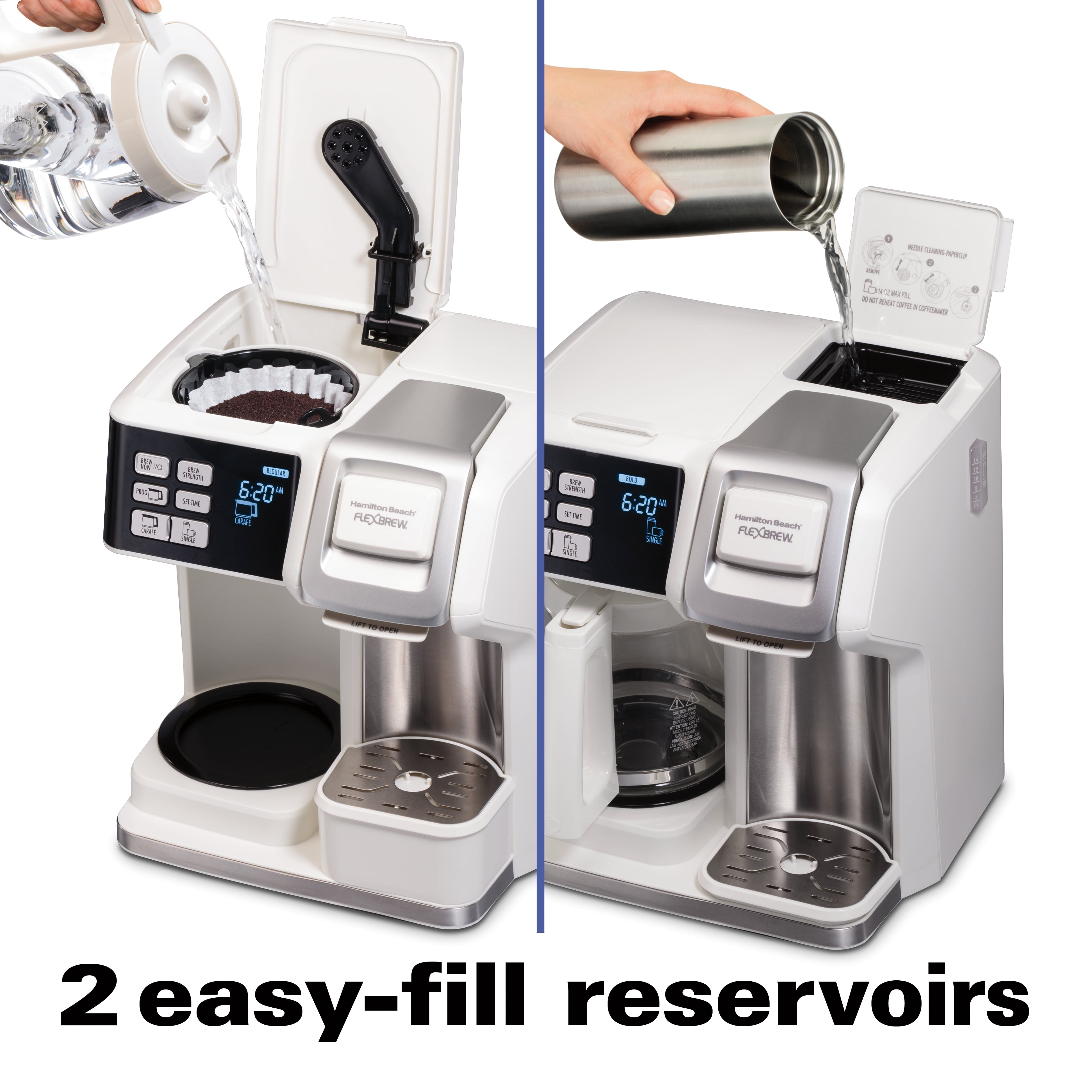 Hamilton Beach FlexBrew Trio Coffee Maker, 2 Way, Single Serve, 12 Cup,  White, 49947 