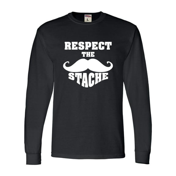 Adult Respect The Stache Mustache Long Sleeve T-Shirt