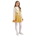 thumbnail image 2 of TiaoBug Costume de Danse Jazz Disco pour Filles Enfants Robe Salopette Métallique Réglable Robe Évasée pour Carnaval Or 14, 2 of 8