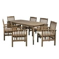 thumbnail image 6 of Frederic Outdoor 7 Piece Acacia Wood 71" Rectangular Dining Set with Straight Legs and Cushions, Gray, Cream, 6 of 6