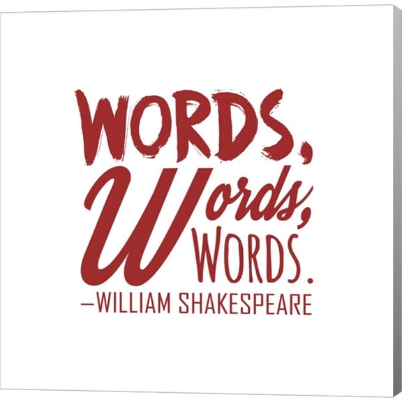 Words Words Words Shakespeare Red by Quote Master, Canvas Wall Art