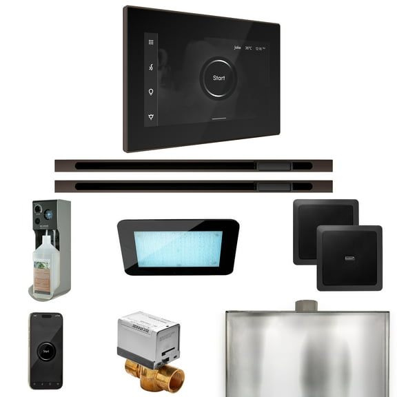 Mr Steam XDream Max Steam Shower Pkg w/iSteamX Control and Linear Steamhead in Black OilRubBronze
