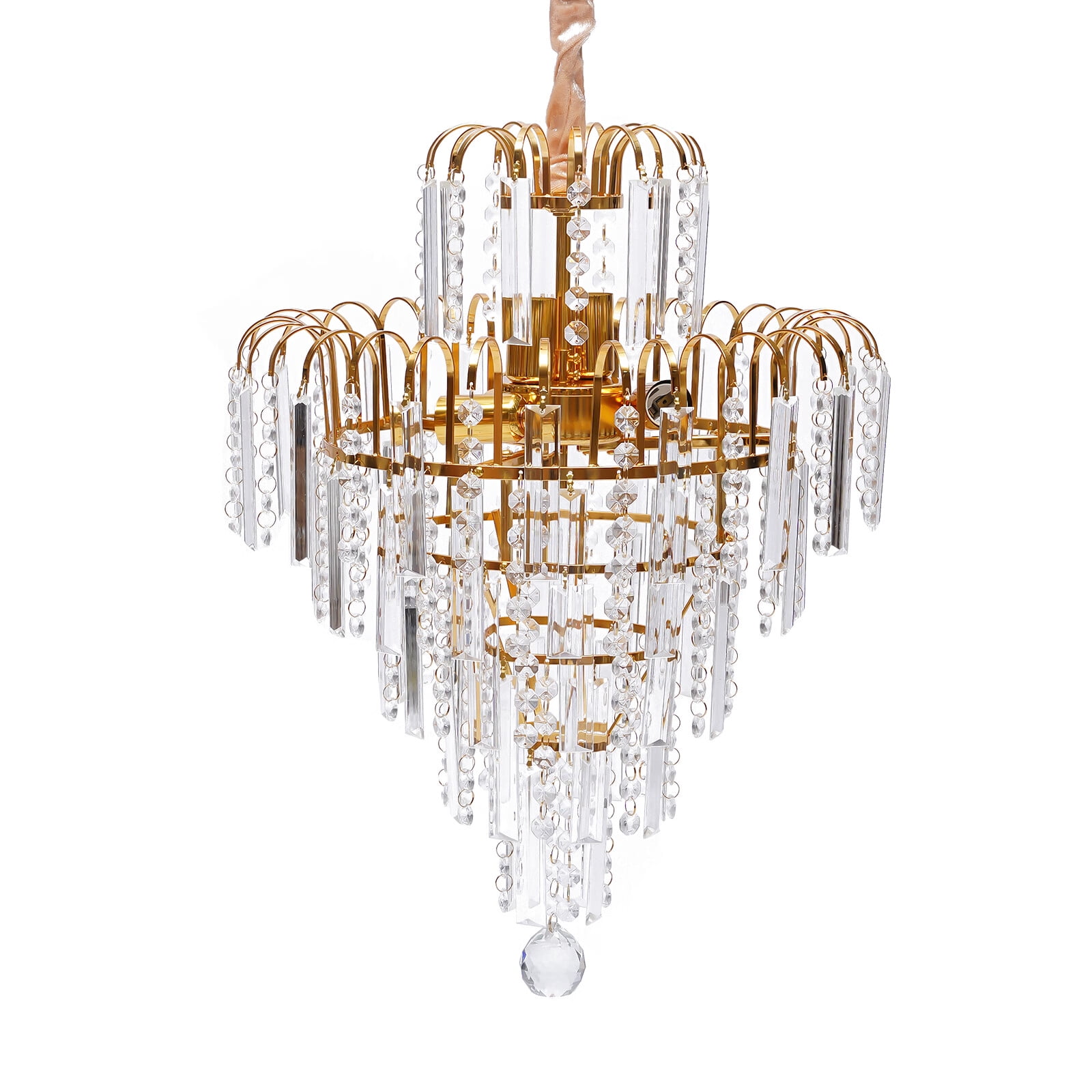 ANQIDI 15.75" Modern Flush Mounted LED Chandelier Elegant Crystal Ceiling Light for Restaurant Bedroom Living Room 40W
