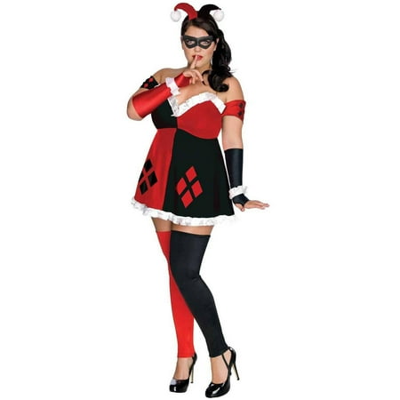 DC Comics Super Villains Harley Quinn Women's Plus Size Adult Halloween Costume, Women's (Best Superhero And Villain Costumes)