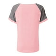 thumbnail image 3 of Teissuly Fashion Women's Summer Round Neck Colorblock Short Sleeve Pullover T-Shirt, 3 of 8