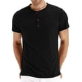 thumbnail image 2 of BounceUp Men's Henley T-Shirts 3-Button Placket Short Sleeve Plain Casual Summer Tee, Pack of 2 (M-XXL), 2 of 6