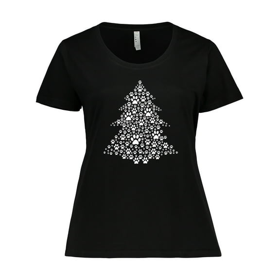 Inktastic Furry Christmas Tree As Pawprints Women's Plus Size T-Shirt
