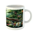 thumbnail image 3 of Ambesonne Cat Ceramic Coffee Mug, Exotic Wild Floral Jungle Scene, 11 oz, Green and Multicolor, 3 of 4