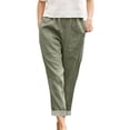 thumbnail image 2 of HongQid Womens Casual Cotton Tapered Capri Cotton Pants Loose Elastic Waist Ankle Cropped Trouser with Pockets, 2 of 5