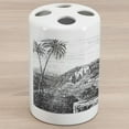 thumbnail image 1 of City Ceramic Toothbrush Holder, Vintage Engraved Style Drawing of Bethlehem Palestine Landscape, Decorative Versatile Countertop for Bathroom, 4.5" X 2.7", Charcoal Grey and White, 1 of 4