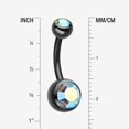 thumbnail image 2 of Colorline Double Gem Ball Steel Belly Button Ring, 2 of 3