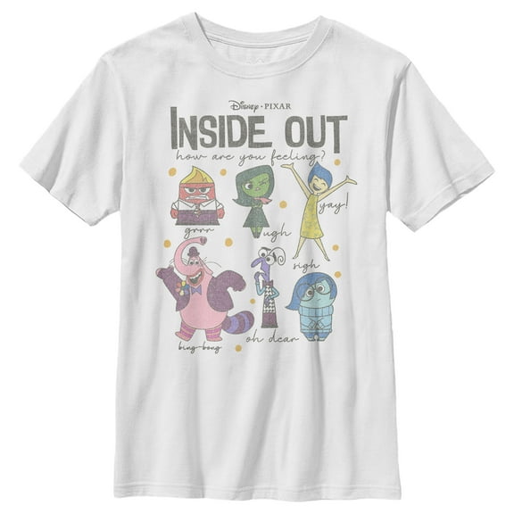 Boy's Inside Out How Are You Feeling Exclamations Distressed  Graphic T-Shirt