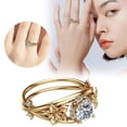 thumbnail image 2 of FORYULIK Gold Micro Set Zircon Ring Jewelry Birthday Proposal Bridal Engagement Party Ring, 2 of 3