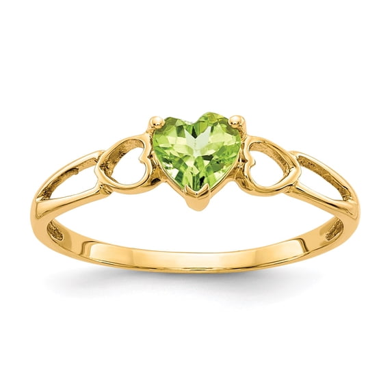14k Peridot Birthstone Ring in 14k Yellow Gold - Size 7